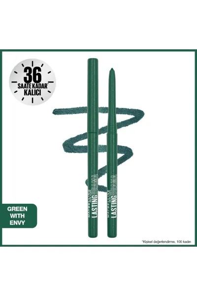  تصویر 1 : خط چشم خودکار لستینگ دراما Green with Envy  رنگ سبز ماندگار و دقیق Lasting Drama Automatic Eyeliner Green with Envy میبلین نیویورک Maybelline New York 