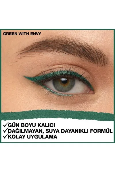  تصویر 2 : خط چشم خودکار لستینگ دراما Green with Envy  رنگ سبز ماندگار و دقیق Lasting Drama Automatic Eyeliner Green with Envy میبلین نیویورک Maybelline New York 