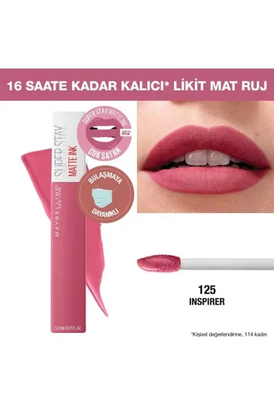  تصویر 5 : رژ لب مایع مات سوپر استی سیتی ادیشن شماره 125 Inspirer صورتی ماندگار Super Stay Matte Ink City Edition Liquid Lipstick 125 Inspirer میبلین نیویورک Maybelline New York 