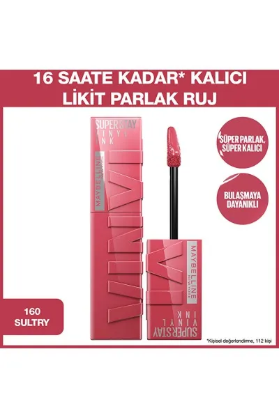  تصویر 1 : رژ لب مایع سوپر استی وینیل اینک 160 Sultry  صورتی ماندگار و براق Super Stay Vinyl Ink Liquid Lipstick 160 Sultry میبلین نیویورک Maybelline New York 