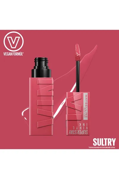  تصویر 3 : رژ لب مایع سوپر استی وینیل اینک 160 Sultry  صورتی ماندگار و براق Super Stay Vinyl Ink Liquid Lipstick 160 Sultry میبلین نیویورک Maybelline New York 