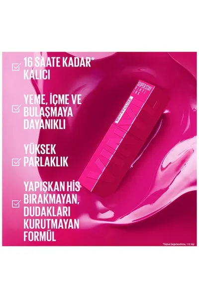  تصویر 7 : رژ لب مایع سوپر استی وینیل اینک 160 Sultry  صورتی ماندگار و براق Super Stay Vinyl Ink Liquid Lipstick 160 Sultry میبلین نیویورک Maybelline New York 