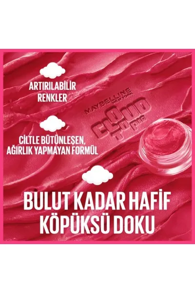  تصویر 3 : رژگونه فومی بافت ابری مات کلادتوپیا 01 Twilight Berry رنگ توتی Cloudtopia Foam Matte Blush 01 Twilight Berry میبلین نیویورک Maybelline New York 