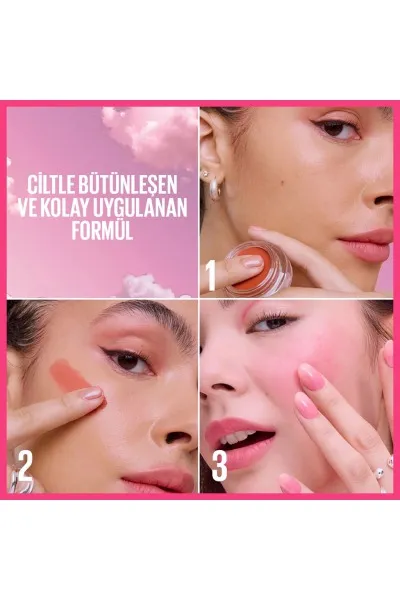  تصویر 4 : رژگونه فومی مات کلادتوپیا 03 Divine Crimson  رنگ زرشکی مخملی Cloudtopia Foam Matte Blush 03 Divine Crimson میبلین نیویورک Maybelline New York 