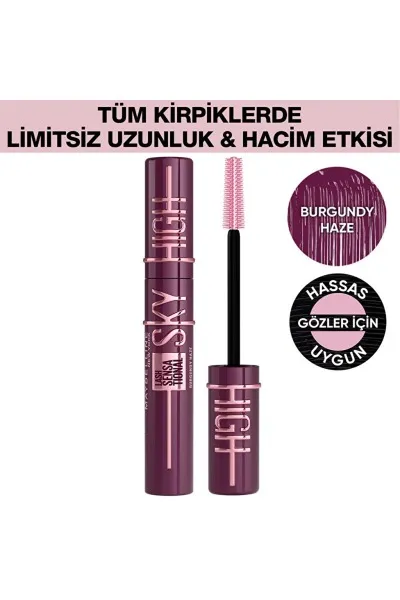  تصویر 1 : ریمل اسکای های بورگاندی هیز Burgundy رنگ شرابی بلندکننده مژه Lash Sensational Sky High Burgundy Haze Mascara میبلین نیویورک Maybelline New York 