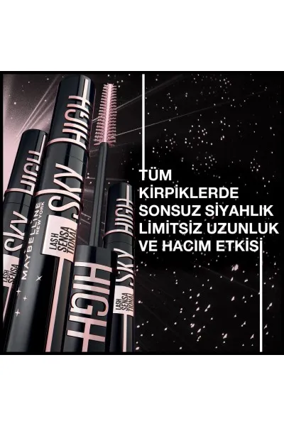  تصویر 4 : ریمل اسکای های Cosmic Black  مشکی پررنگ و بلندکننده مژه Lash Sensational Sky High Cosmic Black Mascara میبلین نیویورک Maybelline New York 