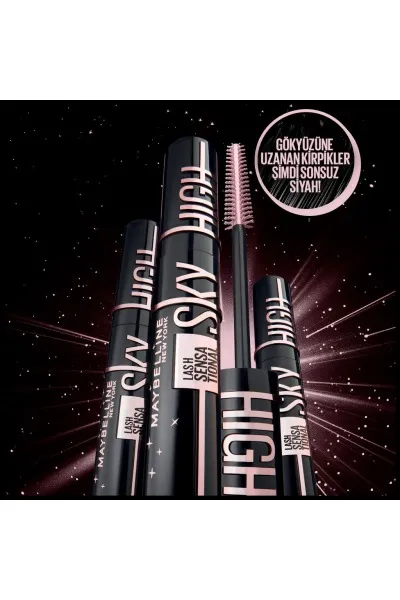  تصویر 5 : ریمل اسکای های Cosmic Black  مشکی پررنگ و بلندکننده مژه Lash Sensational Sky High Cosmic Black Mascara میبلین نیویورک Maybelline New York 