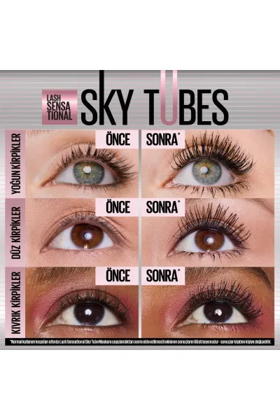  تصویر 4 : ریمل تیوبینگ اسکای تیوبز با اثر بلندکنندگی و حجم‌دهی چشمگیر Lash Sensational Sky Tubes Tubing Mascara میبلین نیویورک Maybelline New York 