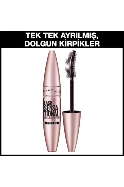  تصویر 1 : ریمل لش سنسیشنال افکت بادبزنی Black رنگ مشکی با تفکیک مژه‌ها Lash Sensational Fan Effect Mascara Black میبلین نیویورک Maybelline New York 