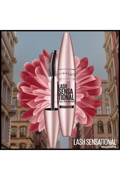  تصویر 6 : ریمل لش سنسیشنال افکت بادبزنی Black رنگ مشکی با تفکیک مژه‌ها Lash Sensational Fan Effect Mascara Black میبلین نیویورک Maybelline New York 