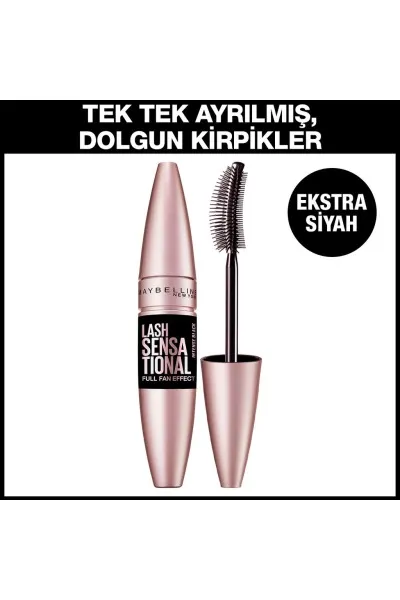  تصویر 1 : ریمل افکت بادبزنی لش سنسیشنال رنگ Intense Black مشکی پررنگ Lash Sensational Fan Effect Mascara Black Intense Black میبلین نیویورک Maybelline New York 