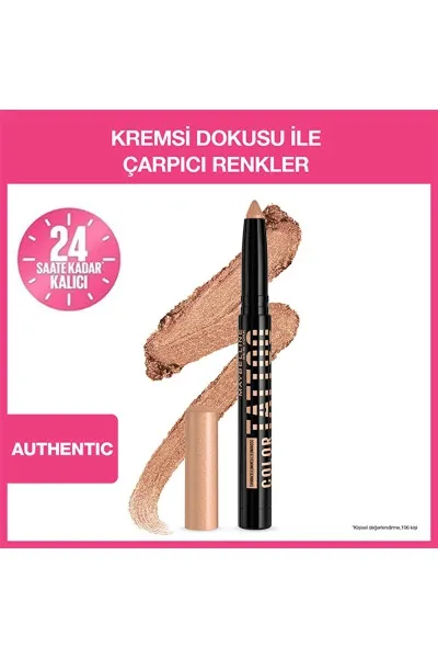  تصویر 1 : سایه ژلی چشم کالر تاتو Authentic  رنگ قهوه‌ای با ماندگاری بالا Color Tattoo Gel Eyeshadow Authentic میبلین نیویورک Maybelline New York 