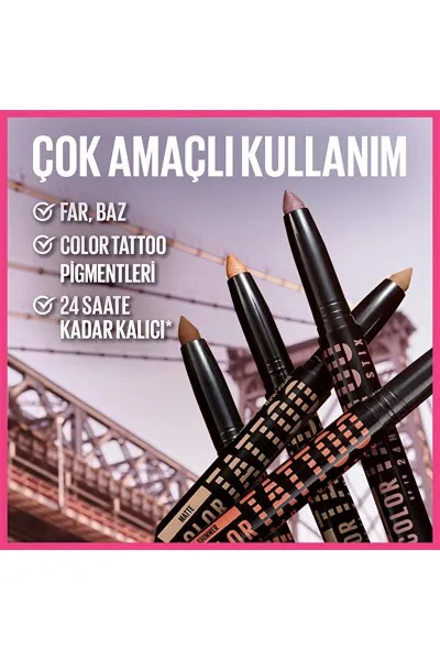  تصویر 2 : سایه ژلی چشم کالر تاتو Authentic  رنگ قهوه‌ای با ماندگاری بالا Color Tattoo Gel Eyeshadow Authentic میبلین نیویورک Maybelline New York 