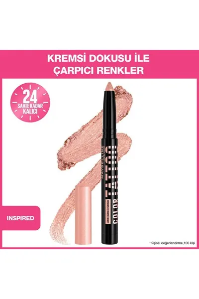  تصویر 1 : سایه ژلی کالر تتو Inspired بژ صورتی ماندگار برای آرایش چشم Color Tattoo Gel Eyeshadow Inspired میبلین نیویورک Maybelline New York 