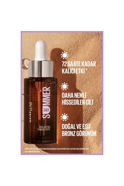  تصویر 6 : قطره برنزر سامر شات ۳۰ میلی‌لیتر با ماندگاری طولانی و جلوه طبیعی Summer Shot Longwear Bronzing Drops میبلین نیویورک Maybelline New York 