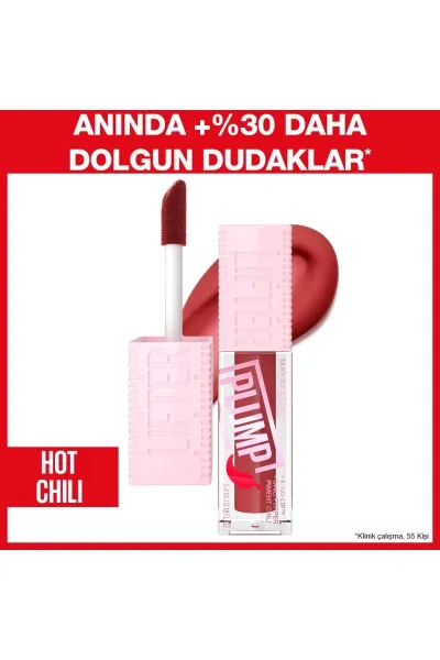  تصویر 1 : لیپ گلاس حجم‌دهنده لب Lifter Plump رنگ صورتی 006 Hot Chili Lifter Plump Lip Gloss 006 Hot Chili میبلین نیویورک Maybelline New York 
