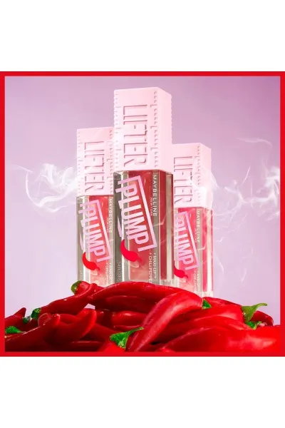  تصویر 7 : لیپ گلاس حجم‌دهنده لب Lifter Plump رنگ صورتی 006 Hot Chili Lifter Plump Lip Gloss 006 Hot Chili میبلین نیویورک Maybelline New York 