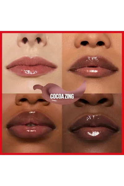  تصویر 4 : لیپ گلاس حجم‌دهنده 007 Coca Zing رنگ قهوه‌ای شکلاتی براق Lifter Plump Lip Gloss 007 Coca Zing میبلین نیویورک Maybelline New York 