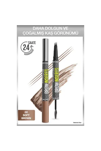  تصویر 1 : مداد ابرو دو سر براو اینسرت 02 Soft Brown قهوه‌ای روشن طبیعی Brow Insert Dual Ended Brow Pencil 02 Soft Brown میبلین نیویورک Maybelline New York 