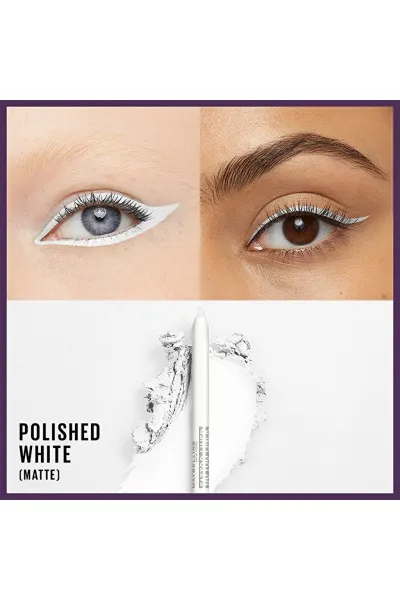  تصویر 2 : مداد چشم ژلی تتو لاینر 970 Polished White سفید ماندگار و دقیق Tattoo Liner Gel Eye Pencil 970 Polished White میبلین نیویورک Maybelline New York 