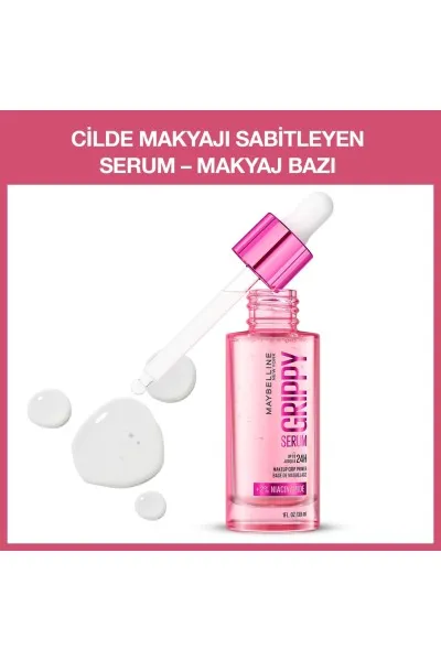  تصویر 2 : پرایمر سرمی گریپی برای تثبیت آرایش و ماندگاری بیشتر میکاپ Grippy Makeup Gripping Serum Primer میبلین نیویورک Maybelline New York 