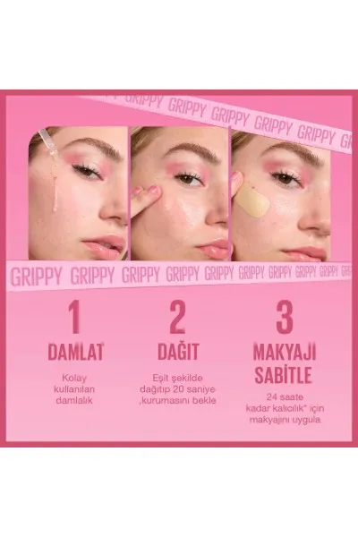  تصویر 6 : پرایمر سرمی گریپی برای تثبیت آرایش و ماندگاری بیشتر میکاپ Grippy Makeup Gripping Serum Primer میبلین نیویورک Maybelline New York 