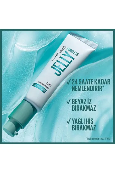  تصویر 2 : پرایمر ژلی پورلس جلی برای محو منافذ و داشتن آرایشی یکدست Poreless Jelly Pore Blurring Primer میبلین نیویورک Maybelline New York 