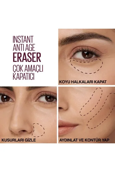  تصویر 3 : کانسیلر ایج ریوایند ایرایزر 07 Sand رنگ شنی با پوشش تیرگی و لک Instant Anti Age Eraser Concealer 07 Sand میبلین نیویورک Maybelline New York 