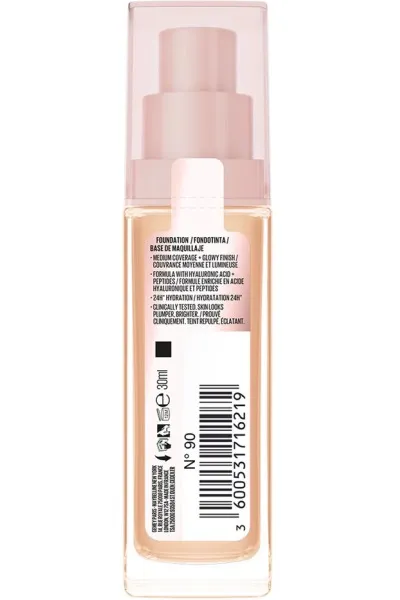  تصویر 10 : کرم پودر روشن‌کننده لیفتر پلامپ اند گلو شماره 90 Beige بژ روشن Lifter Plump and Glow Illuminating Foundation 90 میبلین نیویورک Maybelline New York 