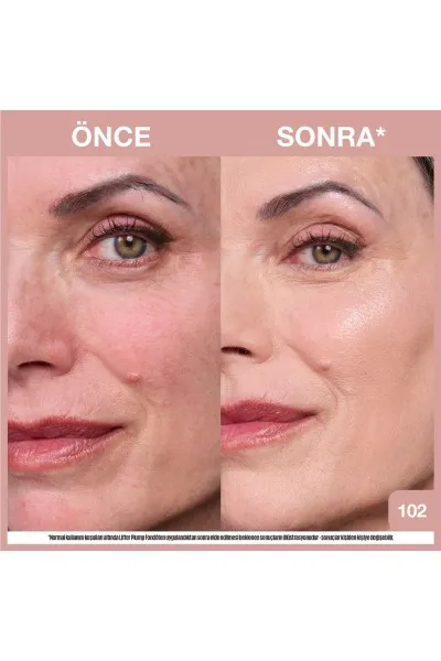  تصویر 6 : کرم پودر روشن‌کننده و آبرسان لیفتر پلامپ اند گلو 102 Beige بژ Lifter Plump and Glow Illuminating Foundation 102 میبلین نیویورک Maybelline New York 