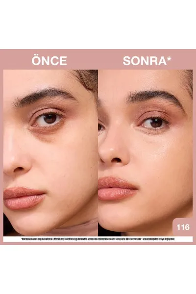  تصویر 7 : کرم پودر لیفتر پلامپ اند گلو 116 Beige بژ روشن با جلوه درخشان Lifter Plump and Glow Illuminating Foundation 116 میبلین نیویورک Maybelline New York 