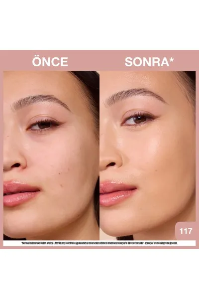  تصویر 7 : کرم پودر Lifter Plump & Glow شماره 117 Beige بژ روشن با جلوه درخشان Lifter Plump and Glow Illuminating Foundation 117 میبلین نیویورک Maybelline New York 