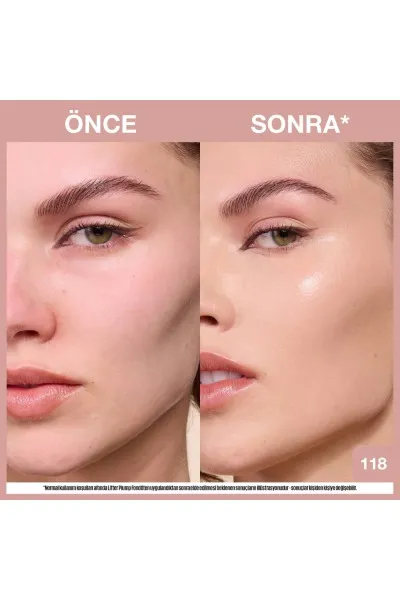  تصویر 6 : کرم پودر لیفتر پلامپ اند گلو 118 Beige بژ با جلوه درخشان طبیعی Lifter Plump and Glow Illuminating Foundation 118 میبلین نیویورک Maybelline New York 