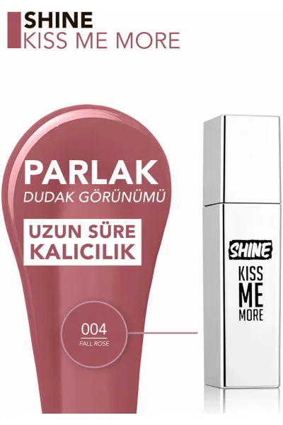  تصویر 3 : رژ لب مایع براق و بادوام Fall Rose رنگ گلی برای آرایش لب Shine Kiss Me More Long Lasting Shiny Finish Liquid Lipstick 4 Fall Rose فلورمار Flormar 
