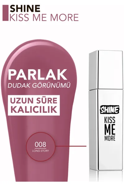  تصویر 3 : رژ لب مایع ماندگار با جلوه براق Long Story رنگ صورتی جذاب Shine Kiss Me More Long Lasting Shiny Finish Liquid Lipstick 8 Long Story فلورمار Flormar 