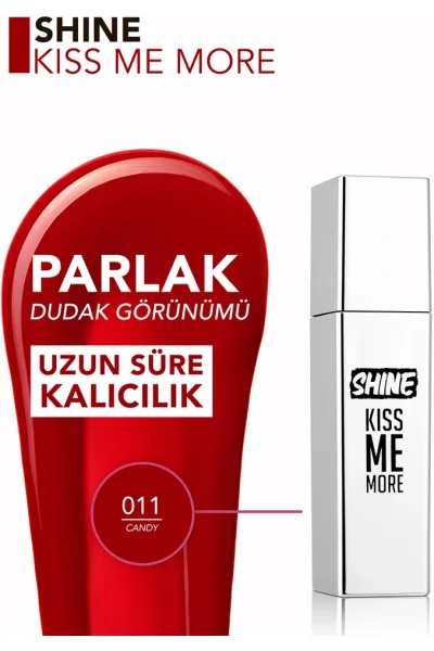  تصویر 3 : رژ لب مایع Candy رنگ قرمز با ماندگاری طولانی و پایان براق Shine Kiss Me More Long Lasting Shiny Finish Liquid Lipstick 11 Candy فلورمار Flormar 