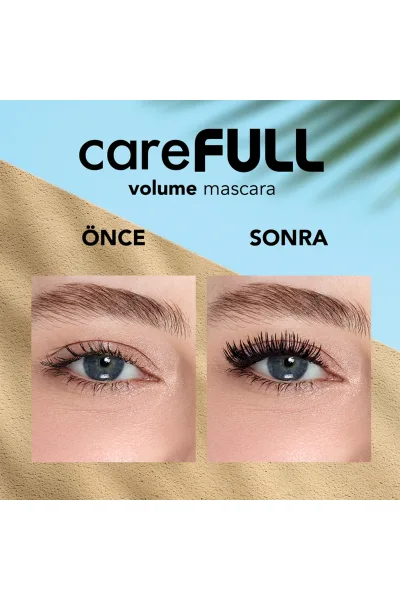  تصویر 2 : ریمل حجم‌دهنده پرپشت‌کننده و تقویت‌کننده مژه Black رنگ مشکی CareFull Volume Lash Strengthening Volumizing Mascara Black فلورمار Flormar 