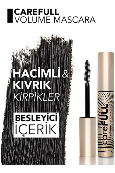  تصویر 4 : ریمل حجم‌دهنده پرپشت‌کننده و تقویت‌کننده مژه Black رنگ مشکی CareFull Volume Lash Strengthening Volumizing Mascara Black فلورمار Flormar 