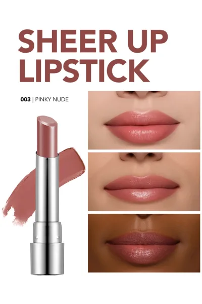  تصویر 3 : رژ لب مرطوب‌کننده نیمه‌شفاف Pinky Nude رنگ نود صورتی با جلوه طبیعی Sheer Up Moisturizing Semi Transparent Lipstick 3 Pinky Nude فلورمار Flormar 