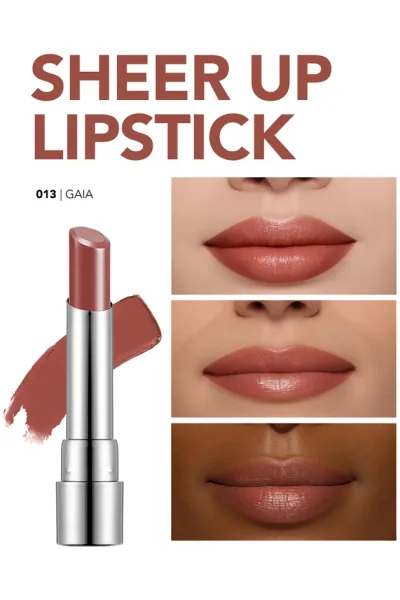 تصویر 3 : رژ لب مرطوب‌کننده نیمه‌شفاف Gaia رنگ قهوه‌ای برای آرایش طبیعی Sheer Up Moisturizing Semi Transparent Lipstick 13 Gaia فلورمار Flormar 