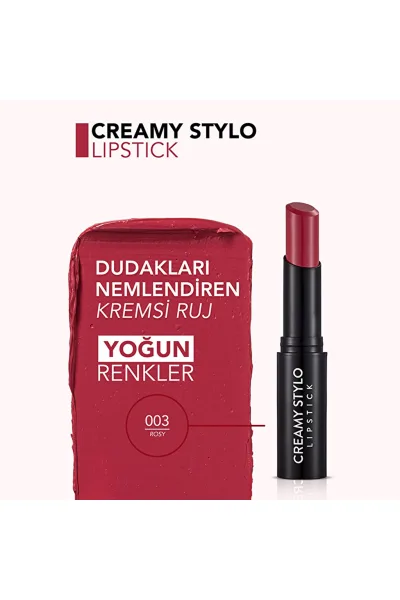  تصویر 3 : رژ لب استیکی کرمی و مرطوب‌کننده Creamy Stylo رنگ Rosy صورتی Creamy Stylo Moisturizing Lipstick 3 Rosy فلورمار Flormar 