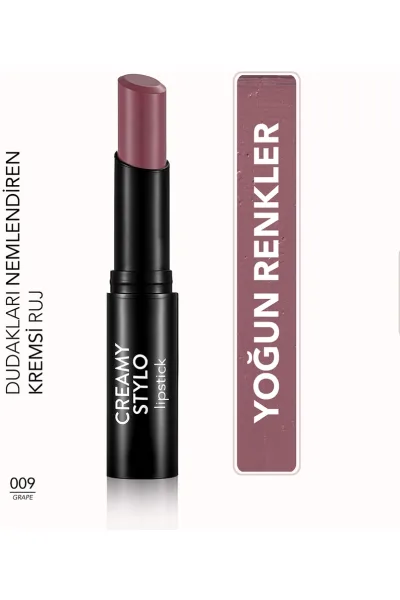  تصویر 1 : رژ لب استیکی مرطوب‌کننده Grape رنگ شرابی با بافت کرمی و نرم Creamy Stylo Moisturizing Lipstick 9 Grape فلورمار Flormar 
