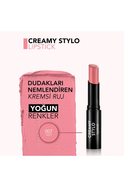  تصویر 2 : رژ لب جامد کرمی و مرطوب‌کننده رنگ Pinky صورتی برای آرایش روزانه Creamy Stylo Moisturizing Lipstick 7 Pinky فلورمار Flormar 