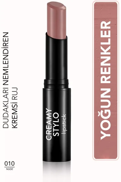  تصویر 1 : رژ لب استیکی مرطوب‌کننده Nude رنگ نود قهوه‌ای روشن با بافت کرمی Creamy Stylo Moisturizing Lipstick 10 Nude فلورمار Flormar 