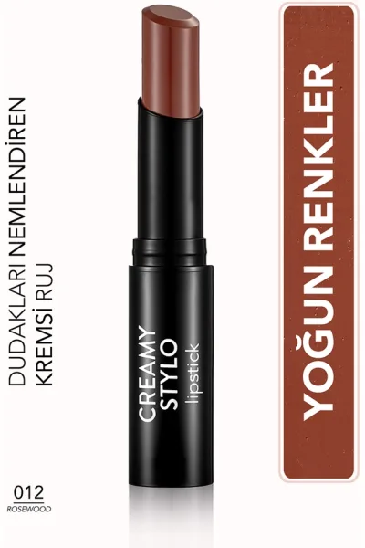  تصویر 1 : رژ لب استیکی مرطوب‌کننده Rosewood رنگ گلبهی گلی با بافت کرمی Creamy Stylo Moisturizing Lipstick 12 Rosewood فلورمار Flormar 