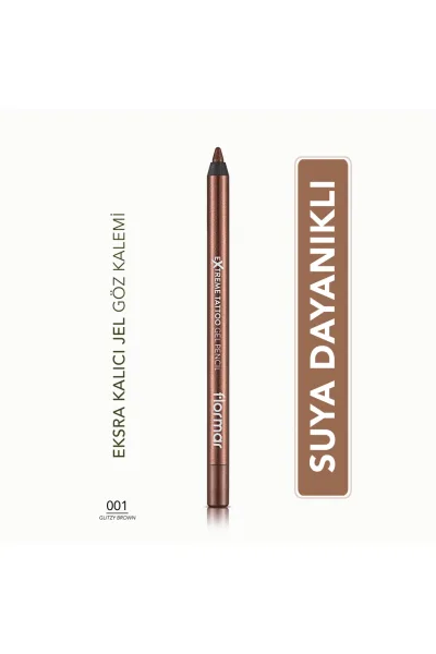  تصویر 1 : مداد چشم ژلی اکسترا ماندگار و درخشان Glitzy Brown قهوه‌ای Extreme Tattoo Extra Long Lasting Shimmer Gel Eye Pencil 1 Glitzy Brown فلورمار Flormar 