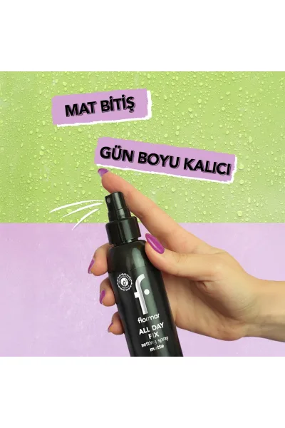  تصویر 1 : اسپری فیکس آرایش با پایان مات و ماندگاری بالا No Shade (شفاف) All Day Fix Matte Finish Makeup Setting Spray فلورمار Flormar 