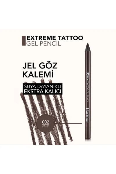  تصویر 4 : مداد چشم ژلی مات اکسترا ماندگار رنگ Walnut قهوه‌ای گردویی Extreme Tattoo Extra Long Lasting Matte Gel Eye Pencil 2 Walnut فلورمار Flormar 