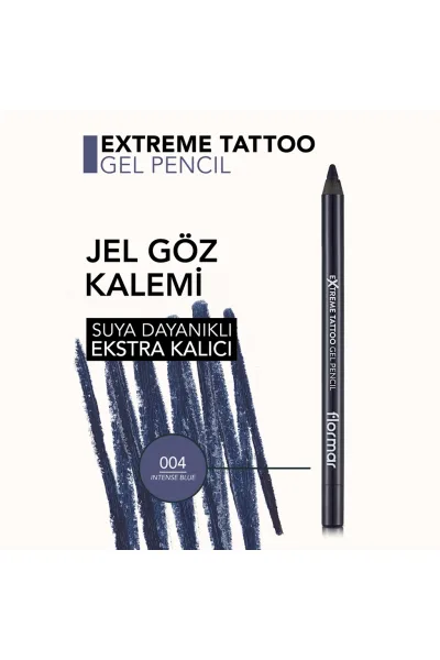  تصویر 4 : مداد چشم ژلی مات با ماندگاری طولانی و رنگ Intense Blue آبی Extreme Tattoo Extra Long Lasting Matte Gel Eye Pencil 4 Intense Blue فلورمار Flormar 