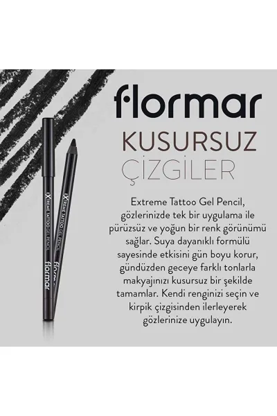  تصویر 3 : مداد چشم ژلی مات با ماندگاری بالا Onyx مشکی پررنگ و بادوام Extreme Tattoo Extra Long Lasting Matte Gel Eye Pencil 6 Onyx فلورمار Flormar 